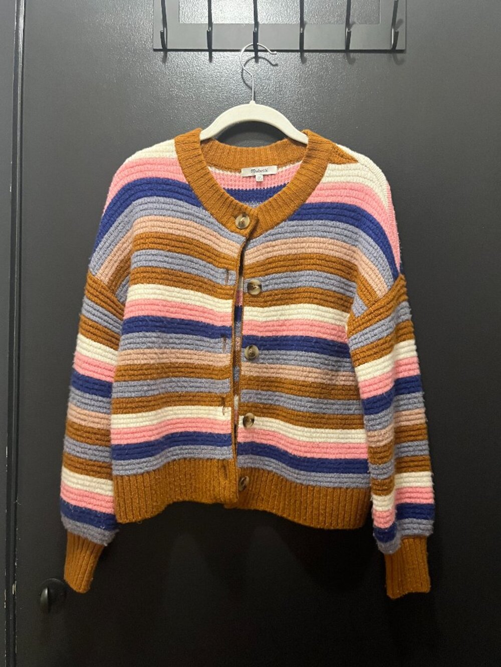 Madewell Striped Springview Cardigan Sweater in Coziest Yarn